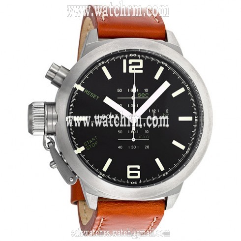 U-Boat Black Dial Chronograph Brown Leather Men's Watch 304