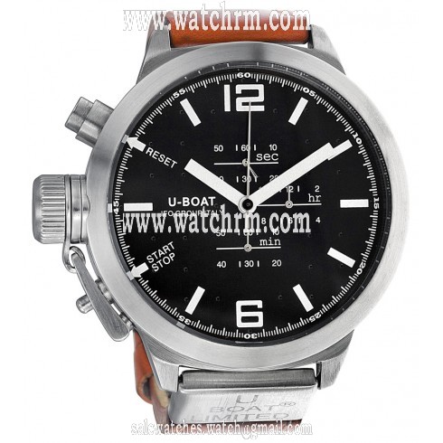 U-Boat Black Dial Light Brown Leather Men's Watch 378
