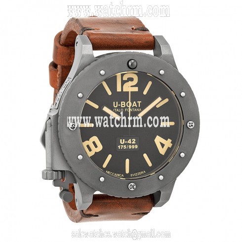 U-Boat Black Titanium Leather Automatic Men's Watch 6471