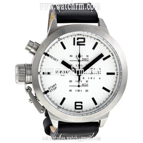 U-Boat Chrono Special White Dial Black Leather Men's Watch 305