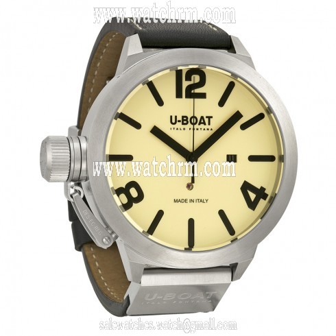 U-Boat Classico As Beige Dial Automatic Black Leather Men's Watch 5571