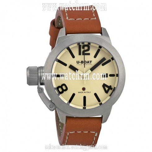 U-Boat Classico Automatic Beige Dial Brown Leather Men's Watch 7075