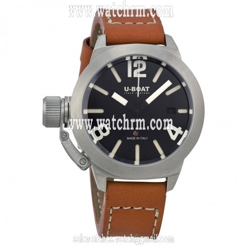 U-Boat Classico Automatic Black Dial Brown Leather Men's Watch 7076