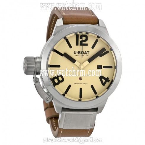 U-Boat Classico Beige Dial Brown Leather Men's Watch 7126