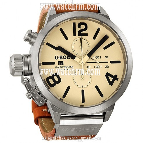 U-boat Classico Beige Dial Brown Leather Steel Men's Watch 2272