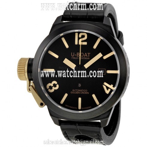 U-Boat Classico Black Ceramic Rubber Automatic Men's Watch 1216