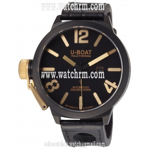 U-Boat Classico Black Dial Ceramic Black Leather Men's Watch 1215