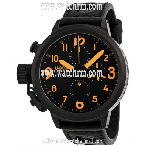 U-Boat Flight Deck CAB Automatic Chronograph Black Leather Men's Watch 6254