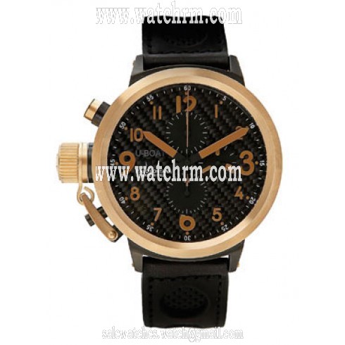 U-Boat Flightdeck 43 Carbon fiber dial Black Alligator Strap Men's Watch 1844