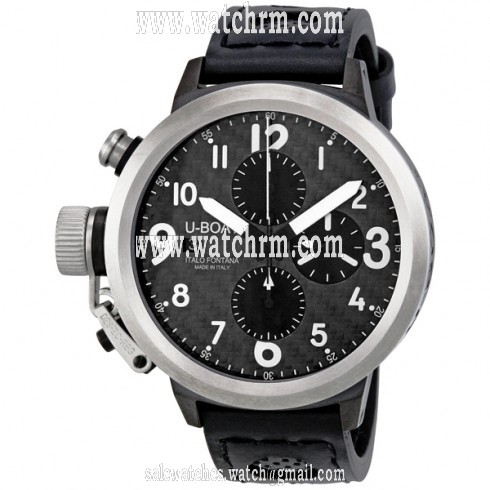 U-Boat Flightdeck Automatic Black Leather Strap Men's Watch 6451