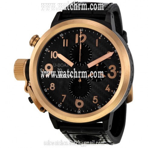U-Boat Flightdeck Automatic Black Stainless Steel Leather Men's Watch 1838