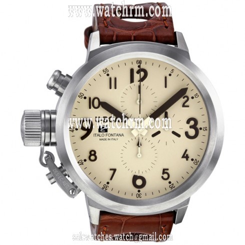 U-Boat Flightdeck Beige Stainless Steel Leather Automatic Men's Watch 6118