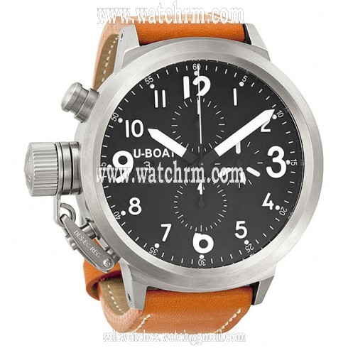 U-Boat Flightdeck CAS Black Dial Chronograph Brown Leather Men's Watch 6117