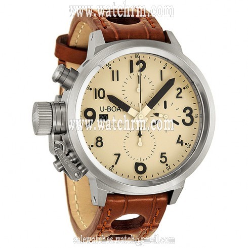 U-Boat Flightdeck Chronograph Beige Dial Leather Men's Watch 6251