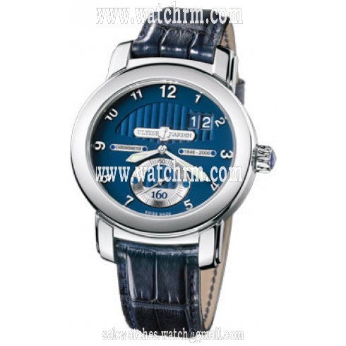 Ulysse Nardin Anniversary 160 Blue Dial 18kt White Gold Blue Leather Men's Watch 1600-100