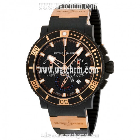 Ulysse Nardin Black Sea Chronograph 18K Rose Gold Automatic Men's Watch 353-90-3
