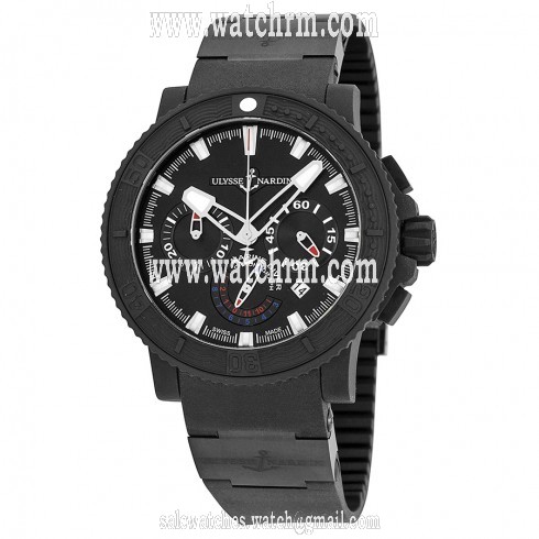 Ulysse Nardin Black Sea Chronograph Black Dial Black Rubber Men's Watch 353-92-3C