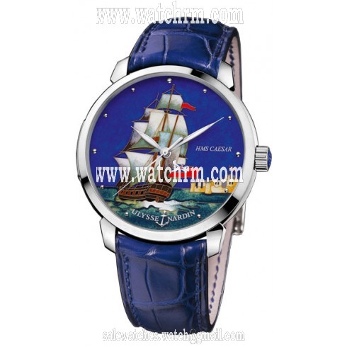 Ulysse Nardin Classico Caesar Enamel Cloisonne Dial Alligator Leather Automatic Men's Watch 8150-111-2-CAESAR