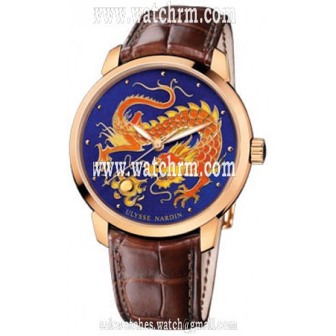 Ulysse Nardin Classico Dragon Enamel Champleve Dial Alligator Leather Automatic Men's Watch 8156-111-2-DRAGON