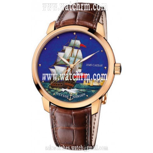 Ulysse Nardin Classico HMS Caesar Enamel Champleve Dial Alligator Leather Automatic Men's Watch 8156-111-2-CAESAR