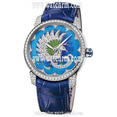 Ulysse Nardin Classico Jewelry Enamel Dial Diamond Blue Leather Ladies Watch 8150-112-2-PB