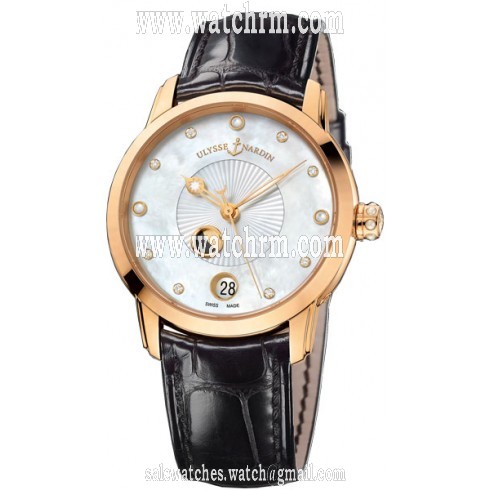 Ulysse Nardin Classico Lady Luna Mother of Pearl Dial Alligator Leather Automatic Ladies Watch 8296-123-2-991
