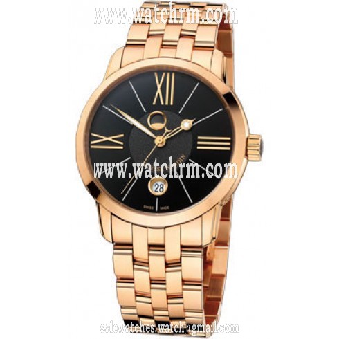 Ulysse Nardin Classico Luna Black Dial 18kt Rose Gold Automatic Men's Watch 8296-122-8-42