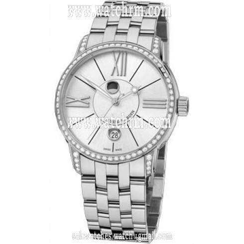 Ulysse Nardin Classico Luna Silver Dial Stainless Steel Diamond Men's Watch 8293-122B-7-41