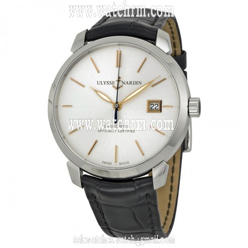 Ulysse Nardin Classico Silver Dial Black Leather Men's Watch 8153-111-2-90