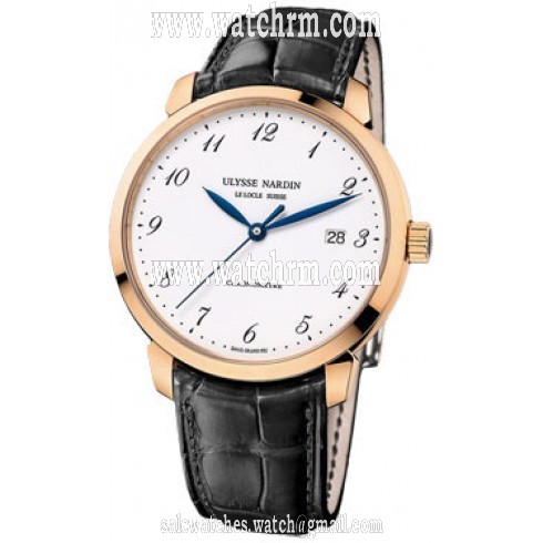 Ulysse Nardin Classico White Enamel Dial 18K Rose Gold Automatic Men's Watch 8152-111-2-5GF