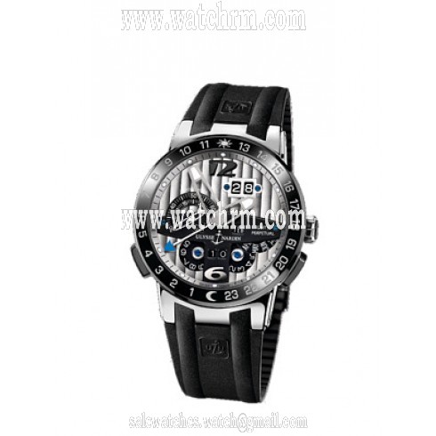 Ulysse Nardin El Toro GMT Silver Dial Platinum Black Rubber Men's Watch UN329-00-3