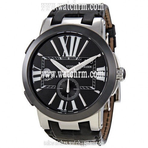 Ulysse Nardin Executive Dual Time Automatic Black Leather Men's Watch 243-00-42