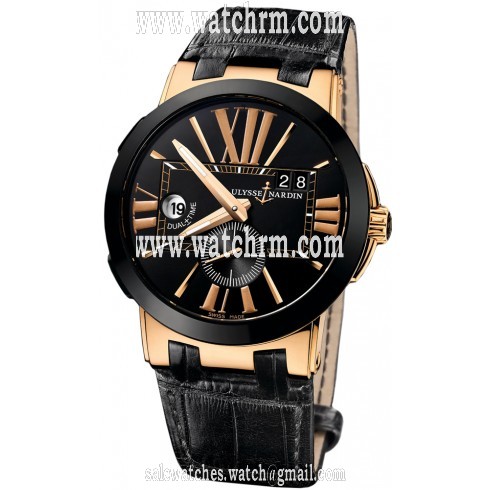 Ulysse Nardin Executive Dual Time Black Dial 18K Rose Gold Automatic Men's Watch 246-00-5-42
