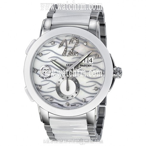 Ulysse Nardin Executive Dual Time Diamond Mother of Pearl Ceramic Ladies Watch 243-10-7-691
