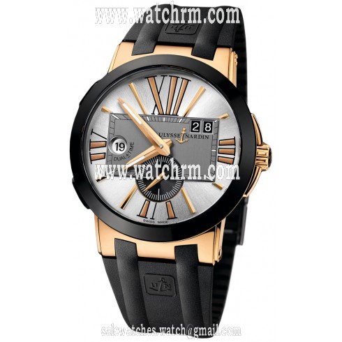 Ulysse Nardin Executive Dual Time Rubber Straps Automatic Men's Watch 246-00-3-421