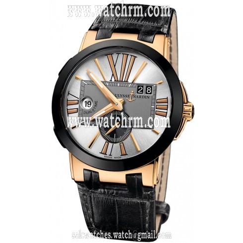 Ulysse Nardin Executive Dual Time Silver Dial Leather Strap Automatic Men's Watch 246-00-5-421