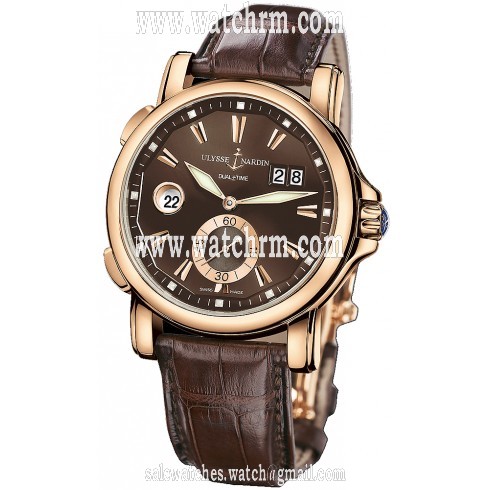 Ulysse Nardin GMT Big Date Brown Dial 18K Rose Gold Automatic Men's Watch 246-55-95