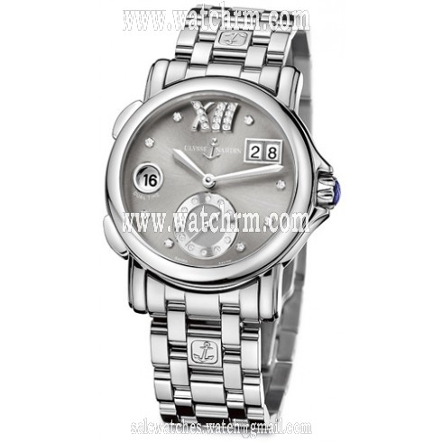 Ulysse Nardin GMT Big Date Grey Dial Stainless Steel Automatic Ladies Watch 243-22-7-30-02