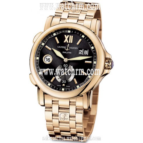 Ulysse Nardin GMT Dual Time Black Dial 18kt Rose Gold Automatic Men's Watch 246-55-8-32