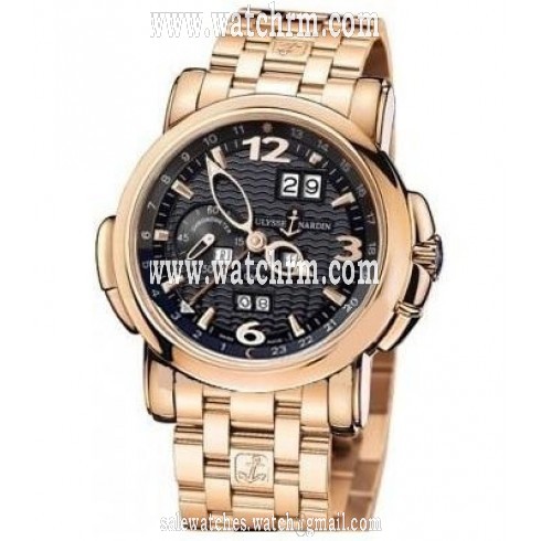Ulysse Nardin GMT Perpetual Black Dial 18kt Rose Gold Men's Watch 326-60-8-62