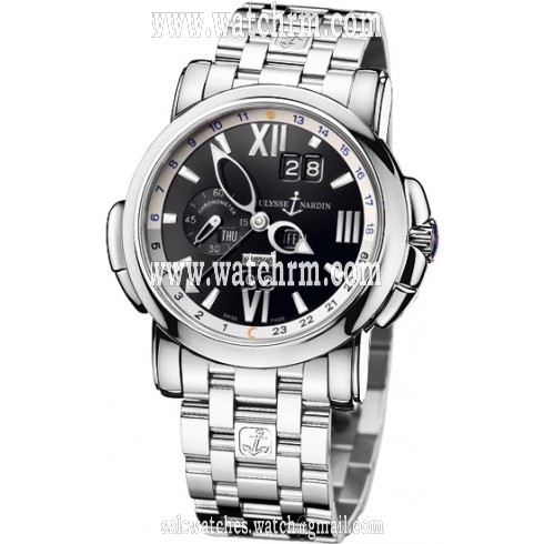 Ulysse Nardin GMT Perpetual Black Dial 18kt White Gold Men's Watch 320-60-8-32