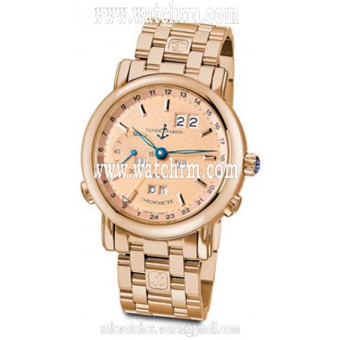 Ulysse Nardin GMT Perpetual Copper Guilloche Dial 18kt Rose Gold Automatic Men's Watch 322-88-8