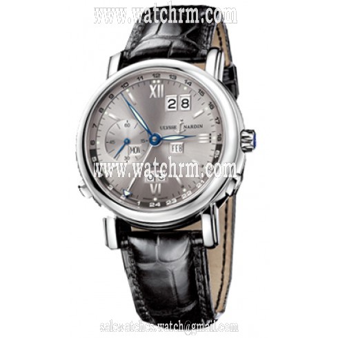 Ulysse Nardin GMT Perpetual Grey Dial Leather Strap Automatic Men's Watch 320-82-32