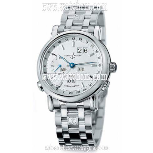 Ulysse Nardin GMT Perpetual Silver Dial 18kt White Gold Men's Watch 320-22-8
