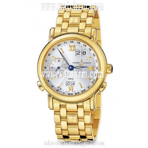 Ulysse Nardin GMT Perpetual Silver Dial 18kt Yellow Gold Automatic Men's Watch 321-22-8-31