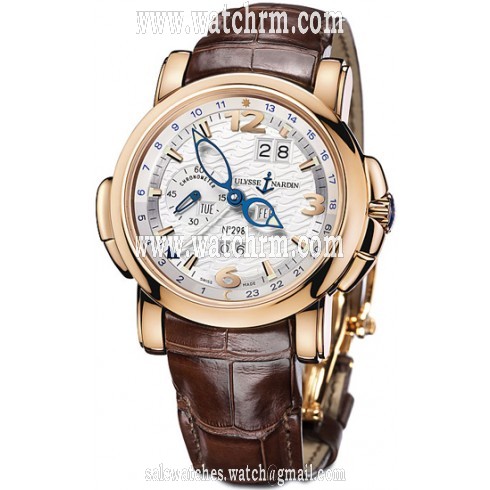Ulysse Nardin GMT Perpetual Silver Dial Alligator Leather Automatic Men's Watch 322-66-91