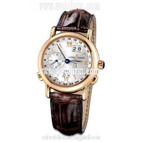Ulysse Nardin GMT Perpetual Silver Dial Leather Strap Automatic Men's Watch 326-22-31