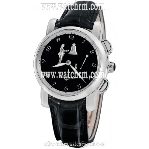 Ulysse Nardin Hourstriker Black Dial Platinum Black Leather Men's Watch 6109-103-E2