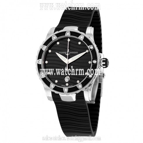 Ulysse Nardin Lady Diver Black Dial Black Rubber Ladies Watch 8153-180E-3-12
