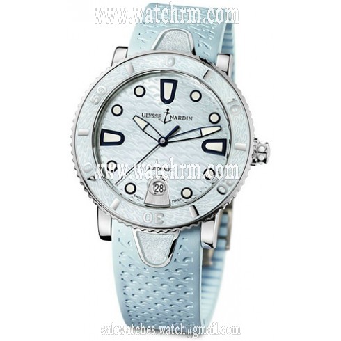 Ulysse Nardin Lady Marine Diver Blue Mother of Pearl Blue Rubber Automatic Ladies Watch 8103-101-3-03